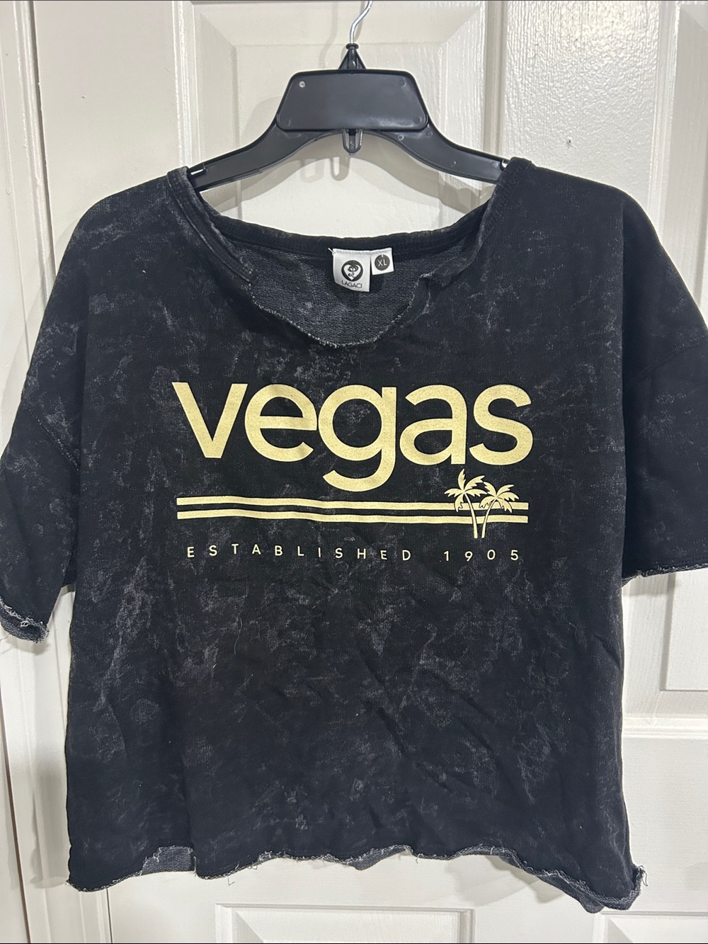 Vegas Graphic Crop Tee - Black